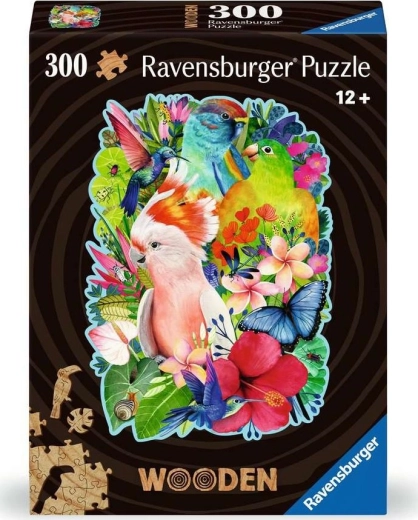 Puzzle de madera de contorno Ravensburger “Aves hermosas” 300 piezas