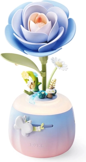 RoboTime kit de construcción mecánica 3D de lámpara aromática nocturna Camelia azul