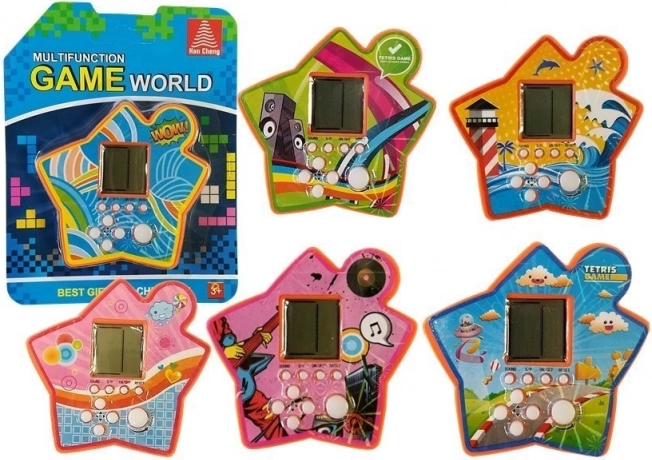 Juego electrónico de bolsillo tipo Tetris con forma de estrella – naranja