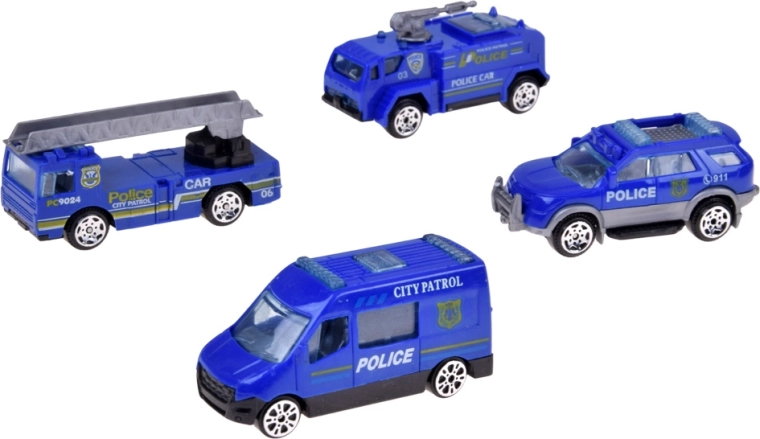 Cuatro coches de policía para juegos llenos de acción
