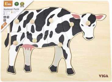 Encajable Montessori de madera – vaca VIGA