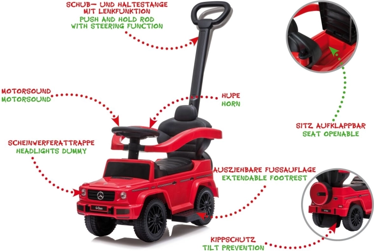 Correpasillos Mercedes-Benz G 350 d 3 en 1 rojo