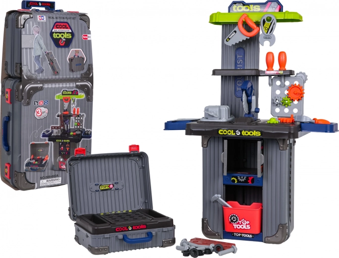 Banco de trabajo infantil 3en1 en maletín Cool Tools con accesorios