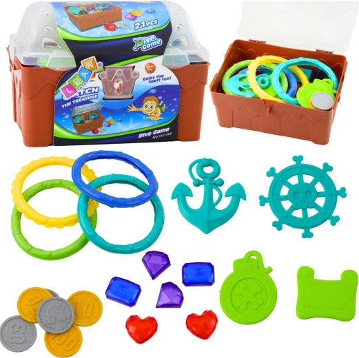 Cofre del tesoro DIVE GAME – set para bucear en el agua, 21 piezas