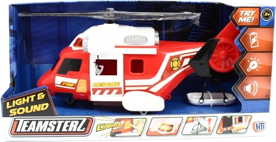 Helicóptero de rescate de bomberos Teamsterz con luces y sonidos