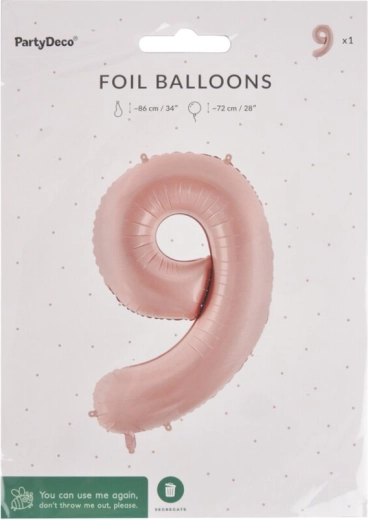 Globo de foil número 9 beige 72 cm