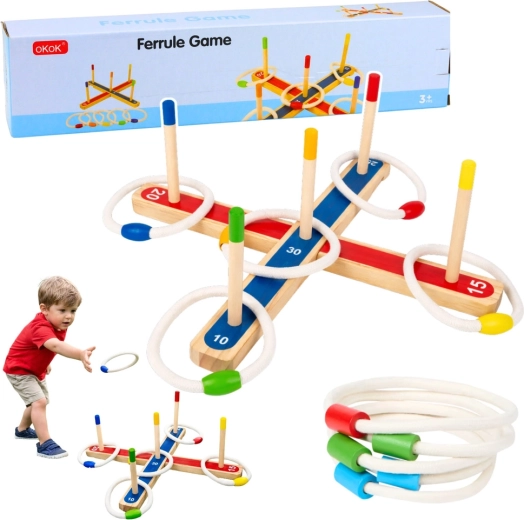 Juego de lanzamiento de aros de madera para toda la familia con puntuación