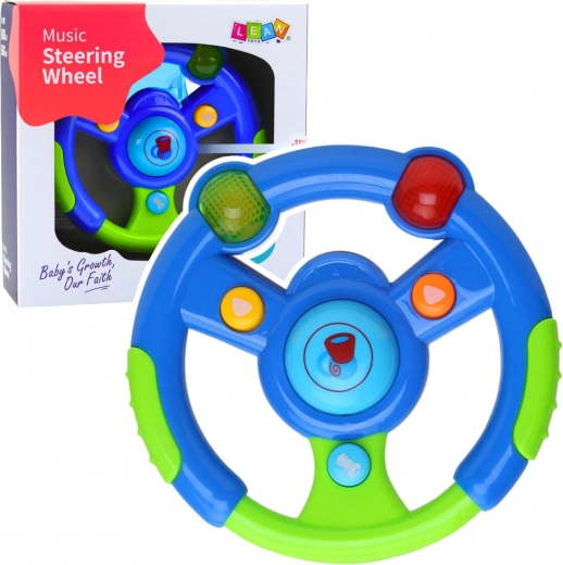Volante interactivo infantil con luces y sonidos verde-azul