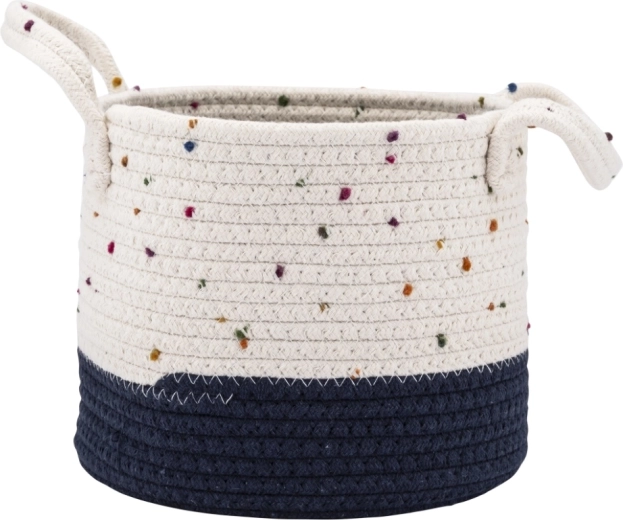 Cesta de almacenamiento tejida blanco-azul marino 22 × 22 × 18 cm