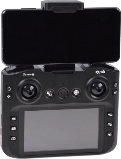 Mando con pantalla LCD y soporte para teléfono