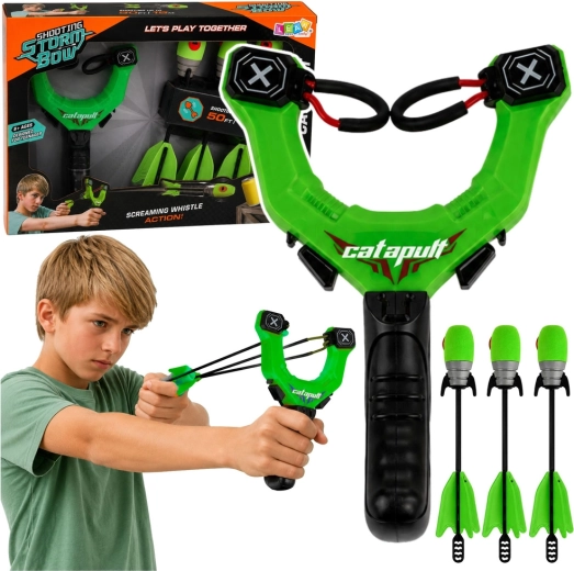 Tirachinas deportivo con flechas de espuma silbadoras verde