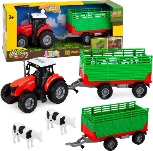 Tractor con remolque desmontable para el transporte de animales con luces y sonidos (4 piezas)