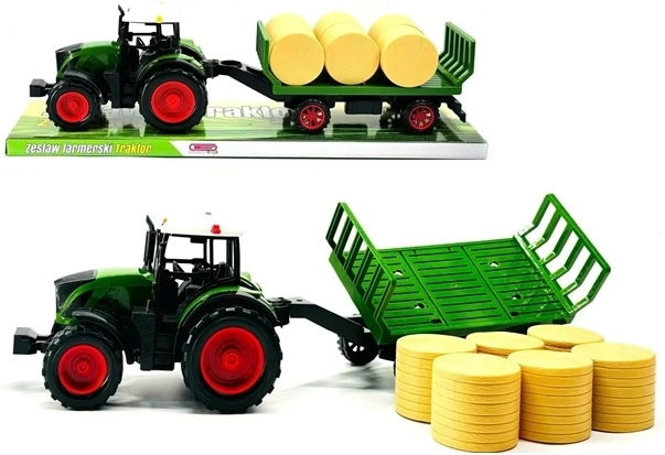 Tractor con remolque y pacas de paja Gazelo