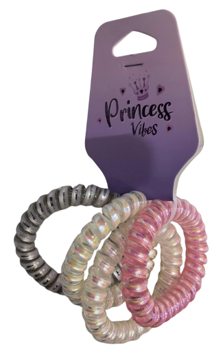 PINK set de gomas de pelo en espiral perladas y metalizadas (4 uds.)
