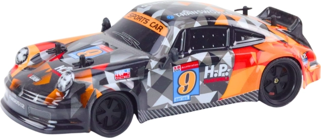 Coche RC 1:18 con ruedas de goma para drift, naranja