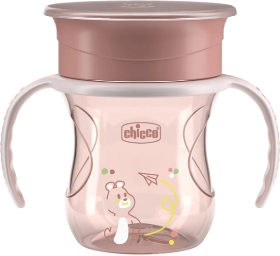 Vaso Chicco 360 Perfect X con asas rosa 200 ml, 12m+