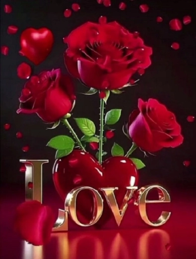 Norimpex pintura de diamantes rosas rojas con la inscripción Love 30 × 40 cm