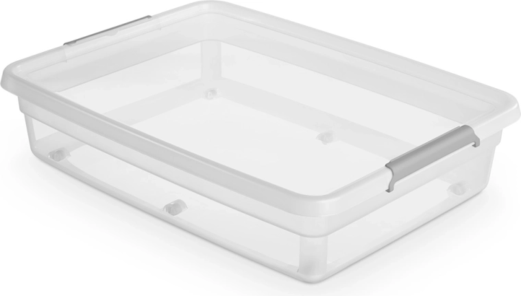 Basestore caja de almacenamiento móvil con tapa y clips 60 l