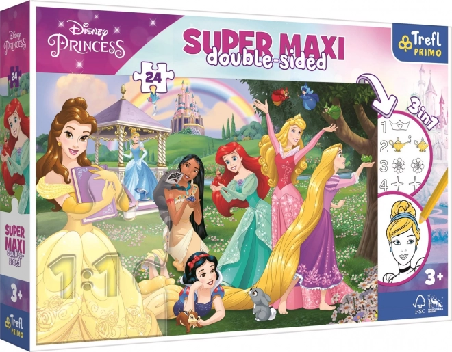 Puzle de doble cara de 24 piezas Disney Princess Super Maxi para colorear
