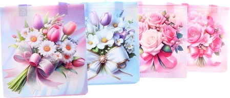 Bolsa de regalo con motivo floral, de plástico, 23,5 × 22 × 11 cm
