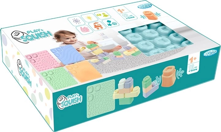Alfombrillas sensoriales y 24 cubos blandos MOCHTOYS Play & Squish