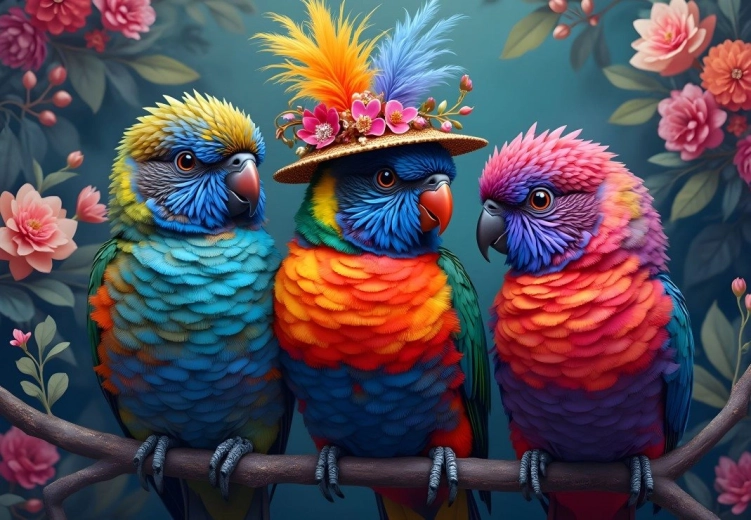 Puzzle Bluebird loros arcoíris 1000 piezas