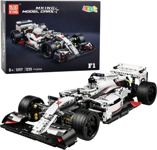 Set de construcción de coche de carreras F1 blanco y rojo, 1235 piezas