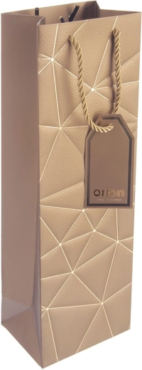Bolsa de papel de regalo para vino con motivo dorado de rejilla 12 × 9 × 36 cm