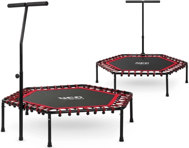 Cama elástica de fitness Neo-Sport con barra 127 cm hexagonal roja