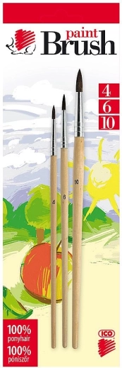 Juego de pinceles escolares redondos ICO de pelo natural (tamaños 4, 6, 10)