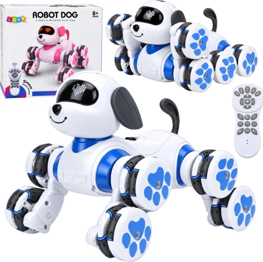 Perro robot interactivo con mando a distancia, 8 ruedas y LED