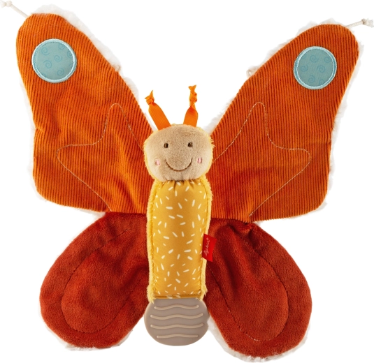 Dou dou de peluche mariposa 28 cm con elemento crujiente y mordedor Sigikid