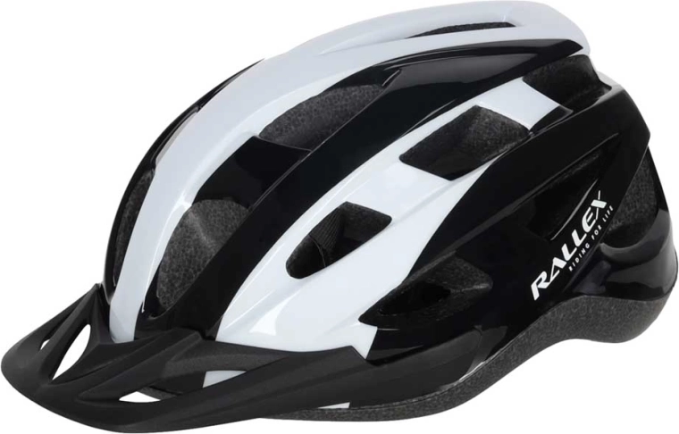 Casco de ciclismo RALLEX con ajuste, negro-blanco, talla L (58–62 cm)