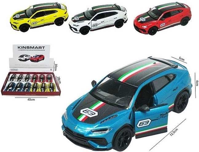 Mini coche Lamborghini Urus con tracción pull-back y puertas que se abren