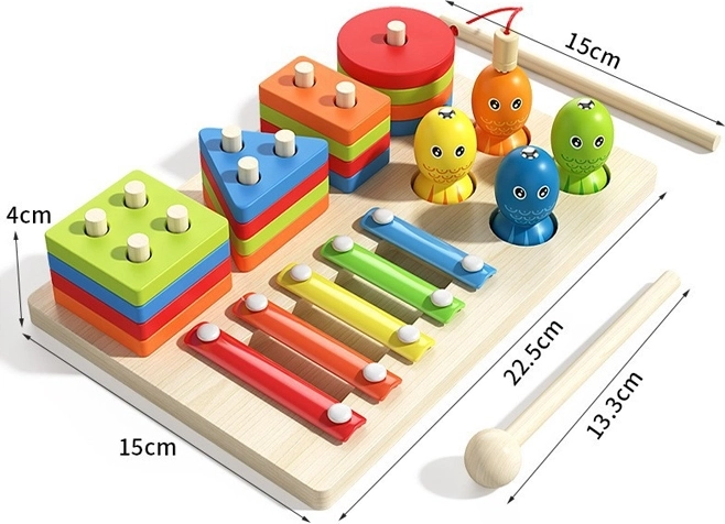 Set de instrumentos musicales de madera para niños, 18 piezas