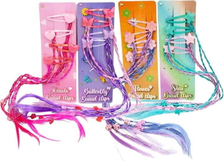 Horquillas infantiles para el pelo con trenzas de colores – set de 4 uds