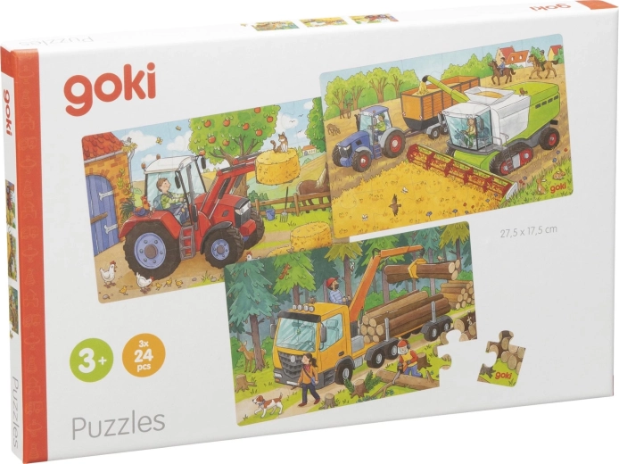 GOKI puzzle de madera de maquinaria agrícola, 3 × 24 piezas