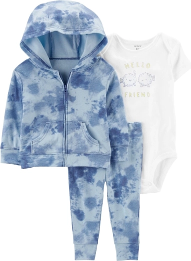 Set de tres piezas Carter's para niñas Pink ocean: sudadera, leggings y body de manga corta