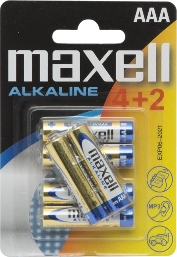 Pila alcalina miniatura AAA LR03 de 1,5 V, 6 unidades