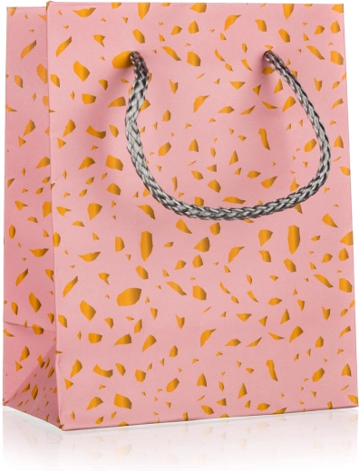 Bolsa de regalo S rosa con elementos dorados 11 × 14 × 6 cm