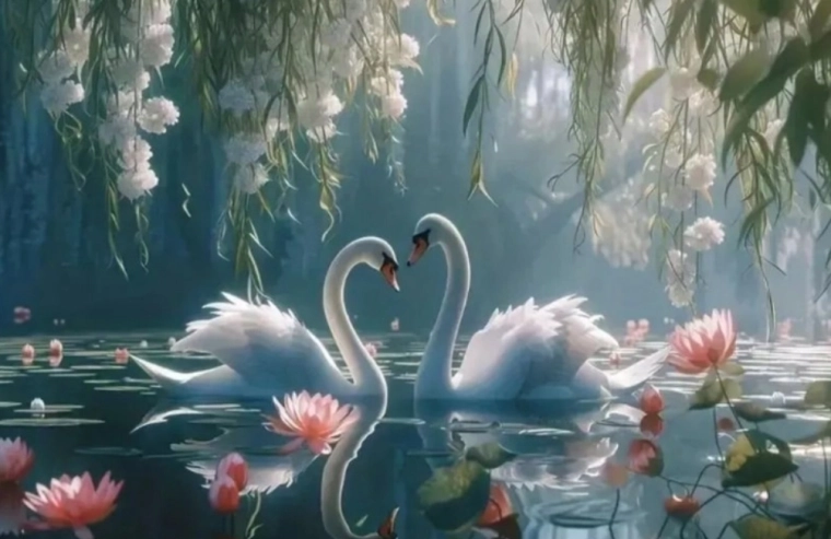 Pintura de diamantes Cisnes 30 × 40 cm