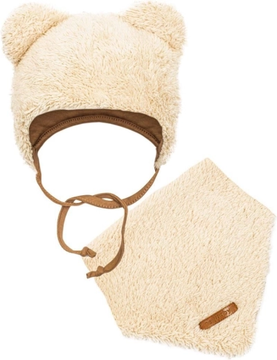 Set de invierno para bebé New Baby Teddy bear: gorro y pañuelo beige