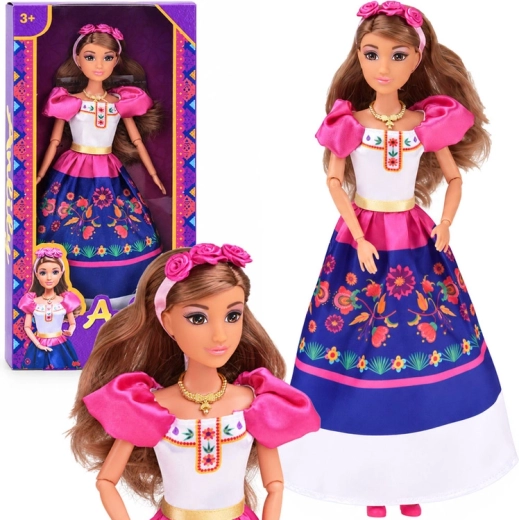 Muñeca Anlily de estilo folclórico con diadema floral