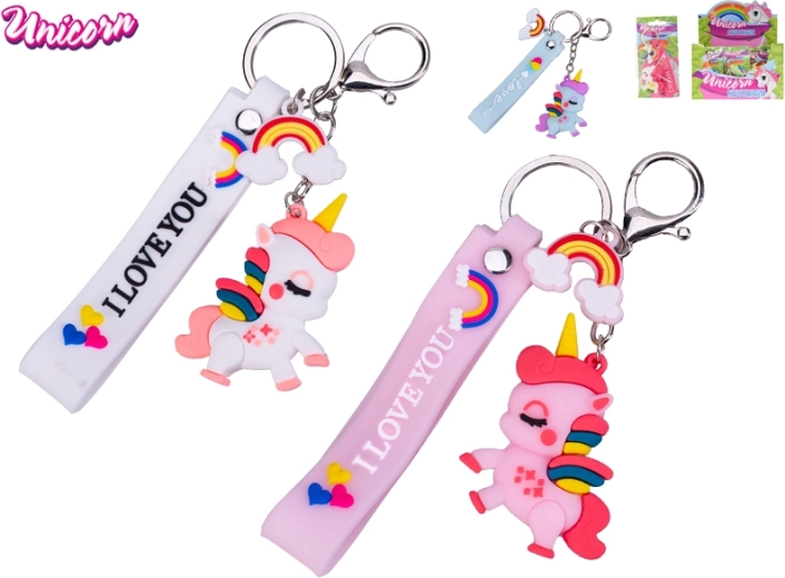 Llavero de unicornio con correa arcoíris