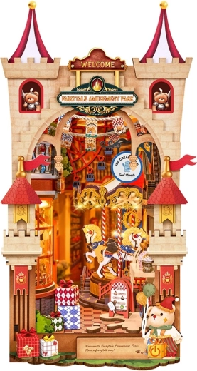RoboTime Rolife book nook parque de atracciones de cuento – maqueta 3D de madera, sujetalibros con LED