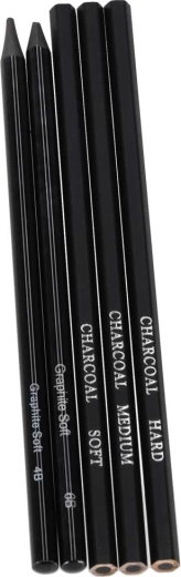 Amplia paleta de lápices y carbones