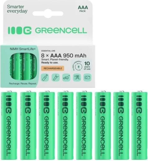 Baterías recargables Green Cell AAA (HR03) 950 mAh 1,2 V, 8 uds
