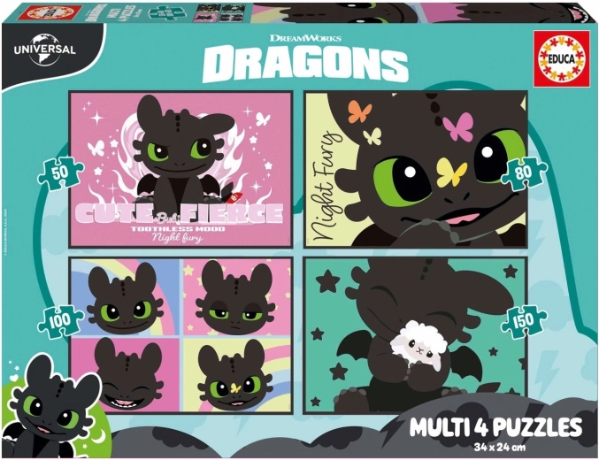 Educa Puzzle Cómo entrenar a tu dragón 4 en 1