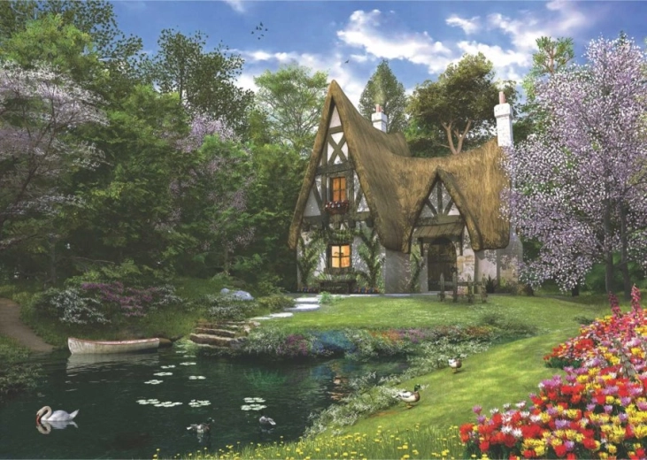 Puzzle ANATOLIAN Cabaña primaveral junto al lago 3000 piezas