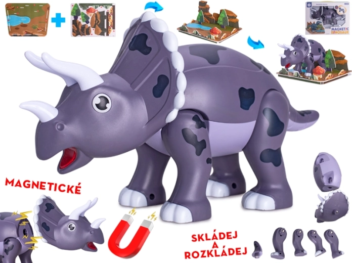 Dinosaurio magnético Triceratops 28 cm – juego de construcción para niños